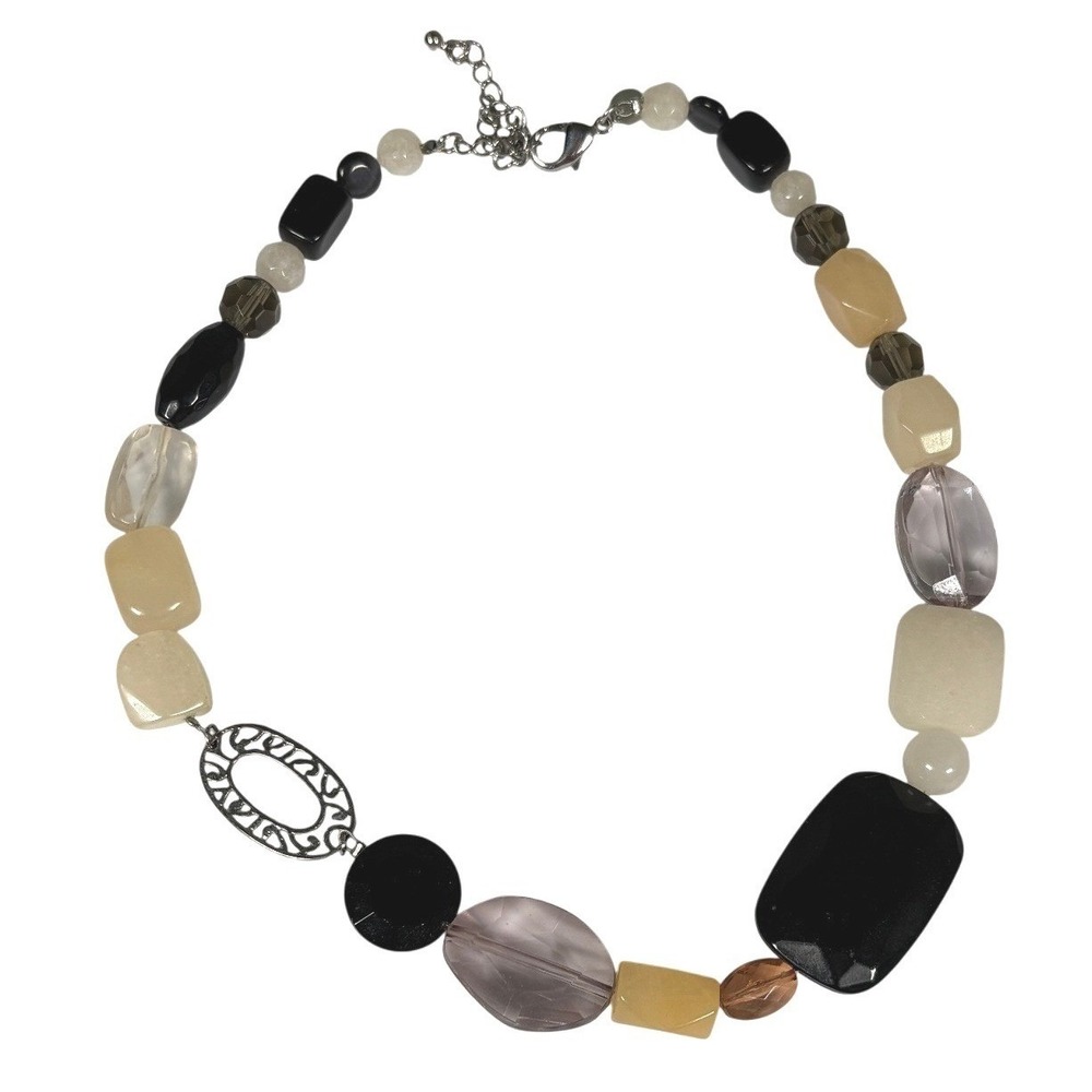 Lia Sophia Interplay Necklace Chic‎ Statement Beaded Silver Tone Clasp
